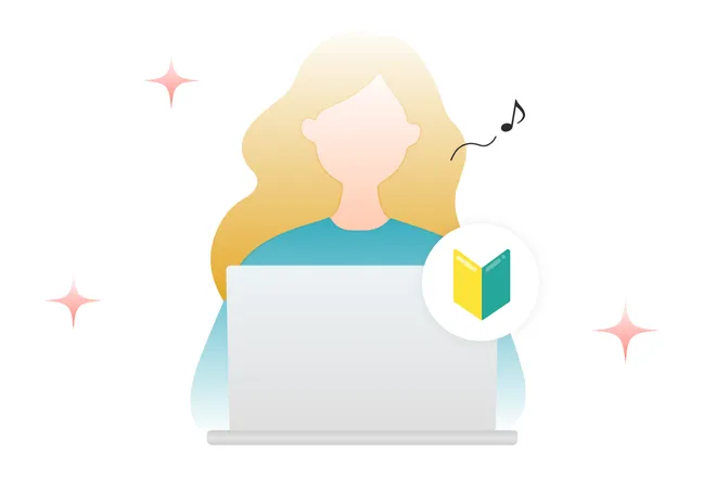 パソコンで作業する女性のイラスト
